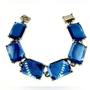 Vintage Y2K Chico’s Bold Bracelet Large Faceted Blue Rectangular Glass Stones
